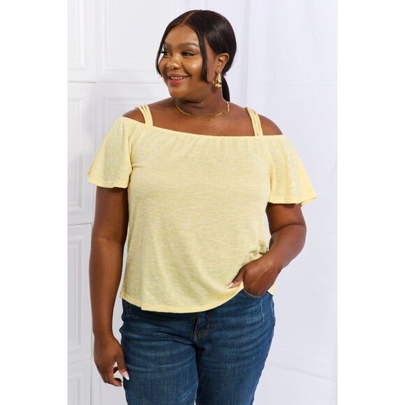 Culture Code On The Move Full Size Off The Shoulder Flare Sleeve Top In Sand Ye - Picture 1 of 9